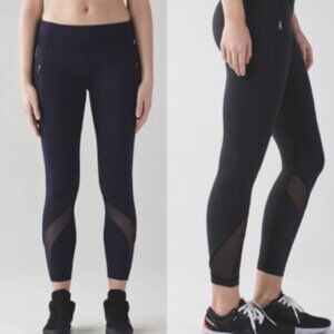 Lululemon Inspire Black Zip Pocket Activewear Tights Leggings Women's Size 6
